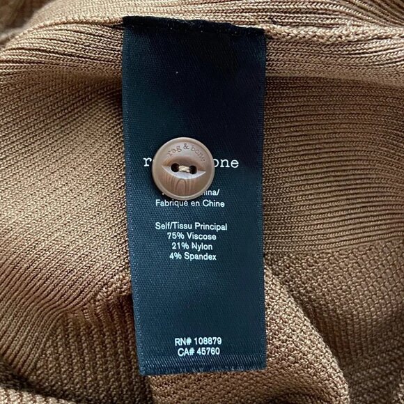 Rag & Bone Pacey Button Down Midi Dress Ribbed Knit in Light Brown size XXS - Picture 7 of 8